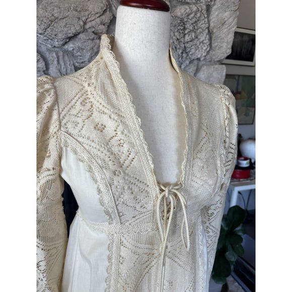 Vintage Gunne Sax Dress Size 7 Crochet Lace Corset Prairie Cottagecore Wedding - Picture 5 of 16